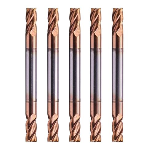 Solid Carbide Square End Mill Set (5pcs, 1/8in) - Double End - TiSiN Coated, 4 Flute, 35° Helix, 1/8" Cutting, 1/8" Shank, 1/4" LOC, 1-1/2" OAL for Milling Alloy Steel, Hardened Steel, Iron, Copper in Kuwait