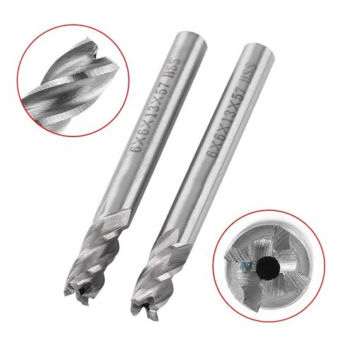HSS End Mill, 2Pcs Hss 6Mm 4 Flutes End Mill Metal Cuttting Engraving Milling Machine Bit CNC Tool, Cutting Tool in Saudi Arabia