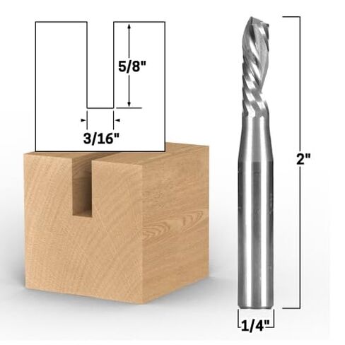 Yonico Solid Carbide Single Flute Downcut End Mill Router Bits CNC Spiral O Flute 3/16-Inch Diameter 1/4-Inch Shank 32009-SC in Saudi Arabia
