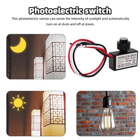 2pcs 105V-130V AC Photocell Sensor, Waterproof Dusk to Dawn Light Control Switch Sensor with Wire Connectors for Outdoor Lighting Photoelectric in Saudi Arabia