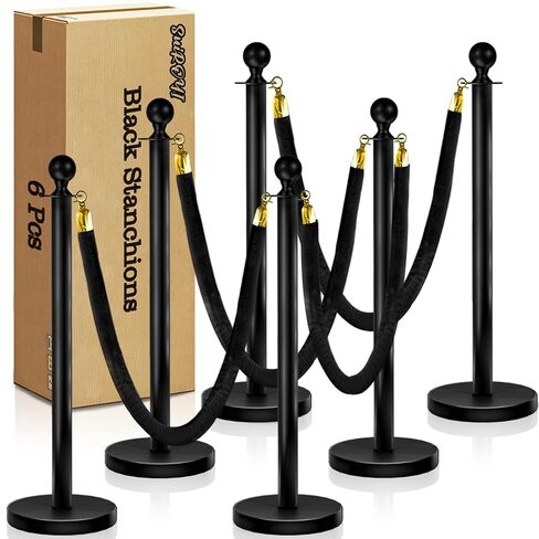 6 قطع من الدعامات الذهبية مع الحبال المخملية مع 4 قطع من حبال السجاد المخملية الحمراء بطول 5 أقدام، مجموعة دعامات لحواجز التحكم في الحشود لحفلات الزفاف والمناسبات والفنادق وديكور الحفلات in Kuwait