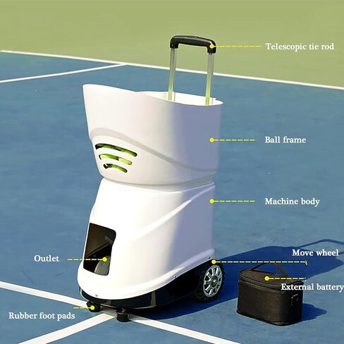 Portable Tennis Ball Machine, Automatic Tennis Ball Launcher, 6 to 8 Hr Runtime, 150 Large Capacity, Mobile APP Control, Multifunction Training Modes, for All Tennis Players in Saudi Arabia