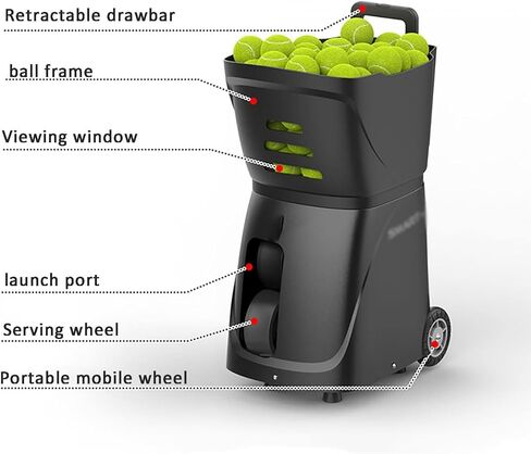Portable Tennis Ball Machine - Automatic Launcher with Mobile App Control, 100 Ball Capacity, Ideal for Tennis Players of All Levels in Saudi Arabia