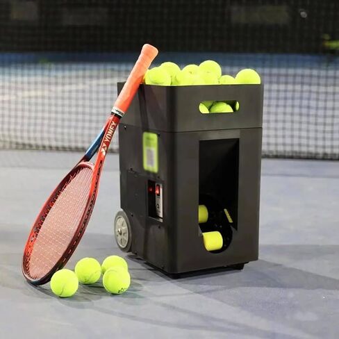 Tennis Ball Machine, Portable Tennis Ball Machine, Three-Position Adjustable Pull Rod, Dual-Mode Control, Remote Control and Mobile Phone Control, Powered by Battery in Saudi Arabia