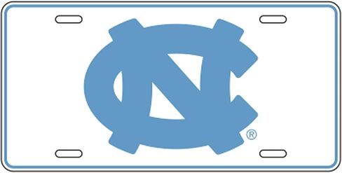 North Carolina Tar Heels UNC White Metal Car Tag in Saudi Arabia