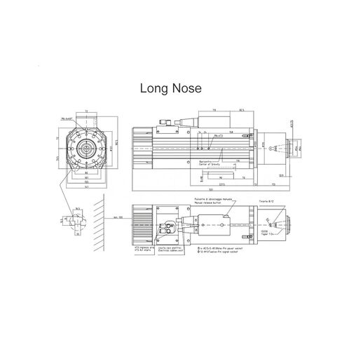 GDL-70-24Z 9kw Automatic Spindle ISO30 air Cooling 220v 380v(220V,Long Nose) in Saudi Arabia