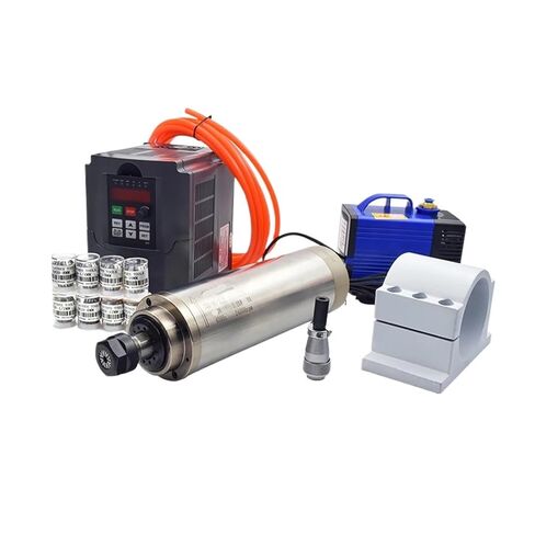2.2kw ER20 Water Cooled Spindle kit 2.2kw & Inverter & 80mm Bracket & 80w Water Pump(220V,3pcs Steel Bearing) in Saudi Arabia
