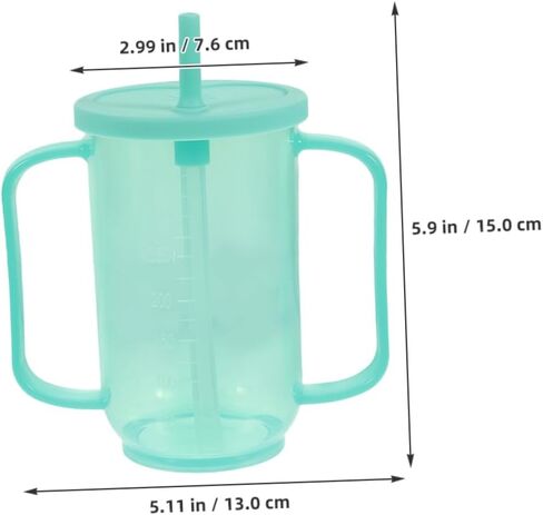 Zerodeko 2pcs Spill Elderly Care Cup with Lid and Straw Lightweight Drinking Mug for Disabled Adults for Hospital Use Easy Clean Design Dual Handle Liquid Diet Feeding Mug in Saudi Arabia