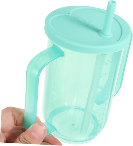 Zerodeko 2pcs Spill Elderly Care Cup with Lid and Straw Lightweight Drinking Mug for Disabled Adults for Hospital Use Easy Clean Design Dual Handle Liquid Diet Feeding Mug in Saudi Arabia