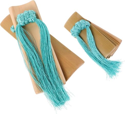 1 Set Kuaiban Castanets Hand Clappers with Blue Tassel Traditional Allegro Percussion Instrument for Festivals Music Performances and Crosstalk Events in Saudi Arabia