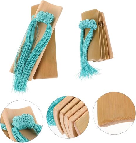 1 Set Kuaiban Castanets Hand Clappers with Blue Tassel Traditional Allegro Percussion Instrument for Festivals Music Performances and Crosstalk Events in Saudi Arabia