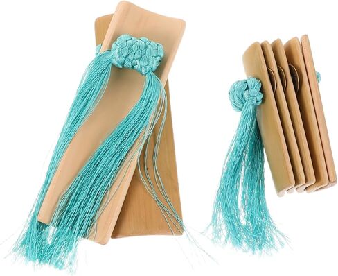 Kisangel 1 Set Traditional Kuaiban Clappers with Blue Tassel Elegant Hand Percussion Instrument for Festivals Musical Performances and Public Speaking Enthusiasts in Saudi Arabia