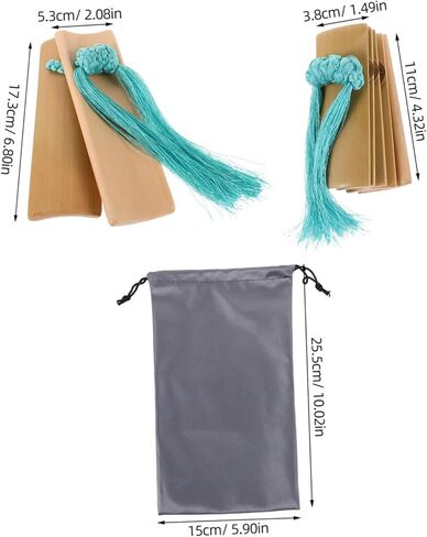 Kisangel 1 Set Traditional Kuaiban Clappers with Blue Tassel Elegant Hand Percussion Instrument for Festivals Musical Performances and Public Speaking Enthusiasts in Saudi Arabia