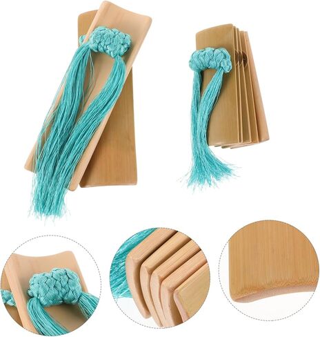 Kisangel 1 Set Traditional Kuaiban Clappers with Blue Tassel Elegant Hand Percussion Instrument for Festivals Musical Performances and Public Speaking Enthusiasts in Saudi Arabia