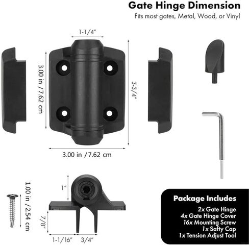 مفصلات بوابة توتر قابلة للتعديل مع أغطية زنبركية ضيقة 2 قطعة in Kuwait