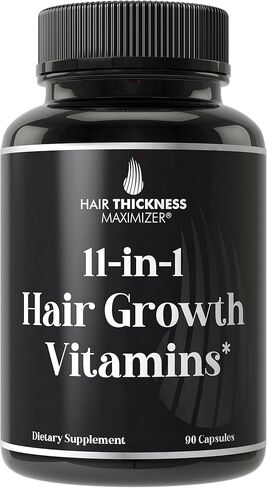11-in-1 Vegan Hair Growth Vitamins for Thinning & Brittle Hair – Advanced Vitamin Complex with 5000mcg Biotin, Pumpkin Seed, Zinc. Supports Thicker, Healthier-Looking Scalp for Women & Men in Kuwait