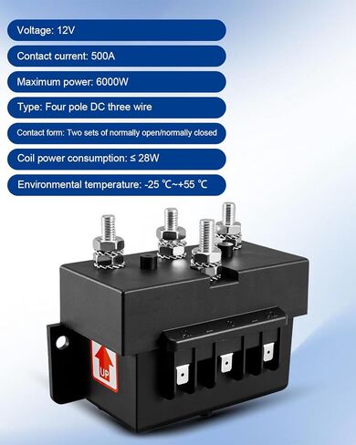 Anchor Windlass Reverse Solenoid 12V 24V 1500W Quadrupole 3-Wire 6000W Max, Heavy Duty Dual Direction Control Box for Electric Winch Forklift Control System in Saudi Arabia