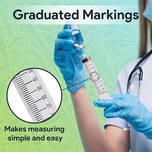 حقنة 100 مل بدون إبرة - 25 عبوة من المحاقن المغلفة بشكل فردي - جيدة للاستخدام الطبي والمختبر العلمي والاستخدام المنزلي والمزيد - محاقن معقمة بقفل Luer in Kuwait