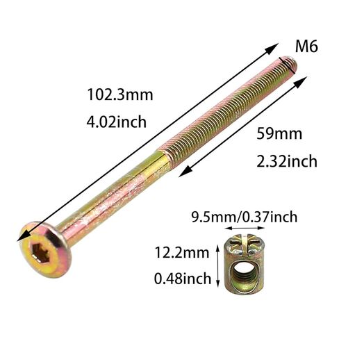 12PCS M6x100mm Furniture Bolt Barrel Nut Set for Joining Timber Panels Kitchen Worktops Cupboards Cabinet in Saudi Arabia