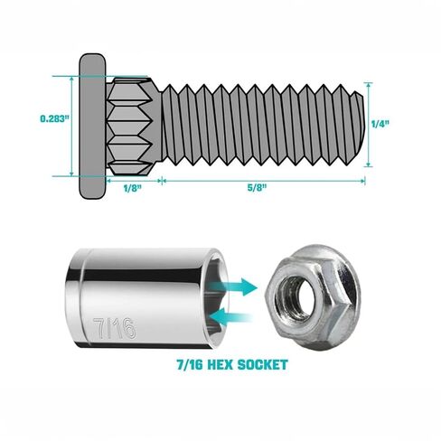 Garage Door Vertical/Curve Track Bolts and Lock Nuts, Garage Door Fastener 1/4" x 5/8" Flathead Knurled Neck Bolt (25 Set) in Saudi Arabia