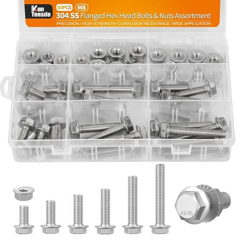 M5 M6 M8 Bolts and Nuts Assortment, 10.9 Grade Flanged Hex Bolts Flange Nuts Alloy Steel Black Hex Screws, Metric Full Coarse Thread Length from 8-40mm with Toolbox (280pcs) in Saudi Arabia