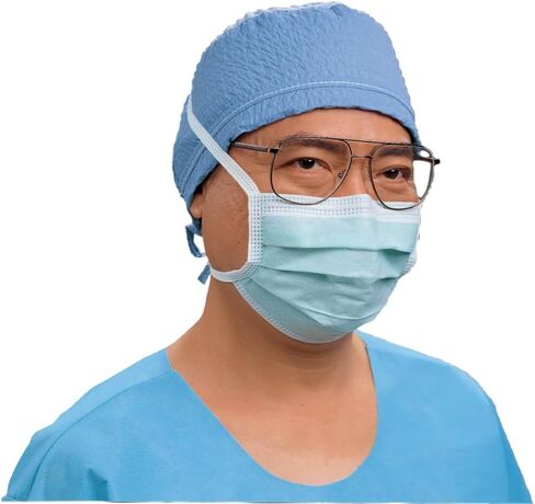 HALYARD Disposable Mask, Fog-Free Design, Pleat-Style w/Ties, Blue, 49214 in Saudi Arabia