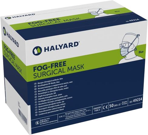 HALYARD Disposable Mask, Fog-Free Design, Pleat-Style w/Ties, Blue, 49214 in Saudi Arabia