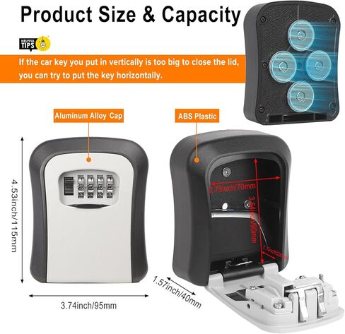 Magnetic Key Box for Under Car Hide a Key, Resettable Combination Lock with 4 Strong Magnets, Waterproof Secure Outdoor Magnetic Holder for Car Truck Van and Spare House Keys in Kuwait
