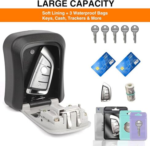 Magnetic Key Box for Under Car Hide a Key, Resettable Combination Lock with 4 Strong Magnets, Waterproof Secure Outdoor Magnetic Holder for Car Truck Van and Spare House Keys in Kuwait