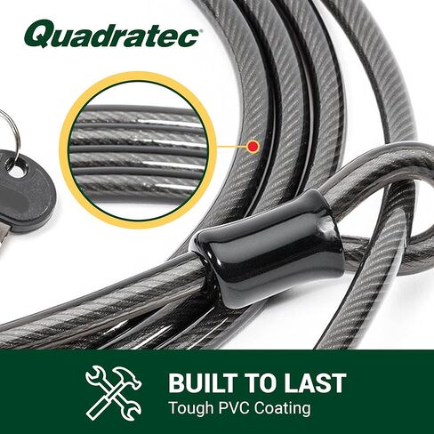 Quadratec 12' Locking Bike Cable with Threaded Hitch Pin Lock - Lock Set for Hitch Mount Bike Racks - Secures Bicycle Rack to Vehicle - Prevents Theft - Includes 2 Keys - Lock Your Bikes to Vehicle in Saudi Arabia