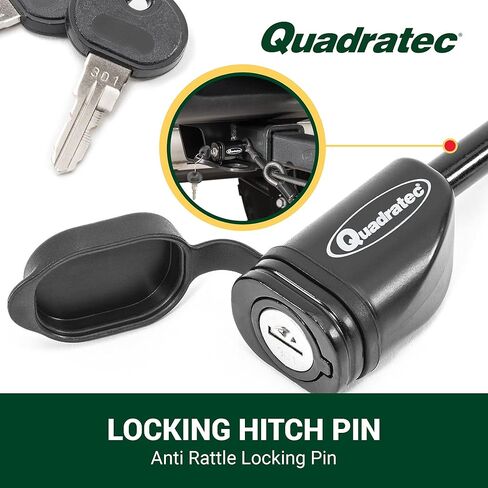 Quadratec 12' Locking Bike Cable with Threaded Hitch Pin Lock - Lock Set for Hitch Mount Bike Racks - Secures Bicycle Rack to Vehicle - Prevents Theft - Includes 2 Keys - Lock Your Bikes to Vehicle in Saudi Arabia