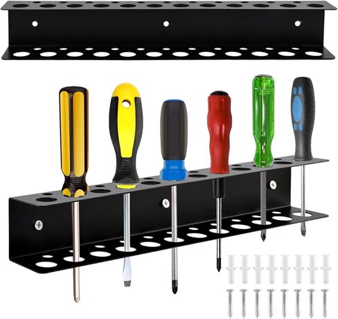 Screwdriver Organizer Wall Mount, Heavy Duty Metal Utility Storage Rack Storage Peg Board Hand Tools Organizer Screw Driver Holder Suitable Garages Homes Workshops Sheds in Saudi Arabia