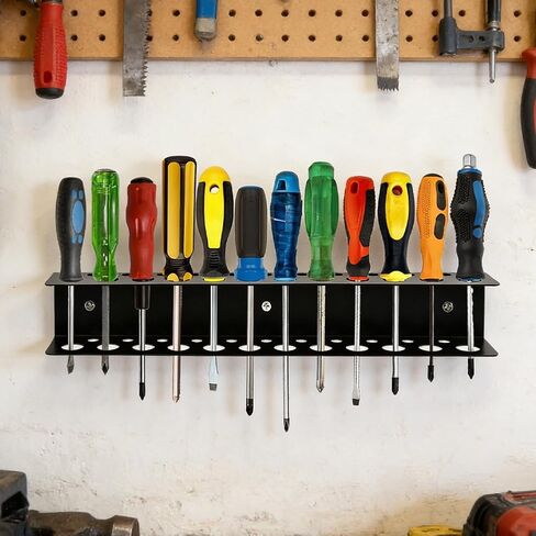 Screwdriver Organizer Wall Mount, Heavy Duty Metal Utility Storage Rack Storage Peg Board Hand Tools Organizer Screw Driver Holder Suitable Garages Homes Workshops Sheds in Saudi Arabia