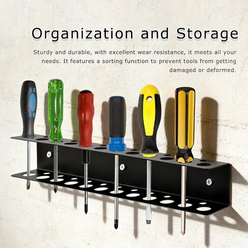 Screwdriver Organizer Wall Mount, Heavy Duty Metal Utility Storage Rack Storage Peg Board Hand Tools Organizer Screw Driver Holder Suitable Garages Homes Workshops Sheds in Saudi Arabia
