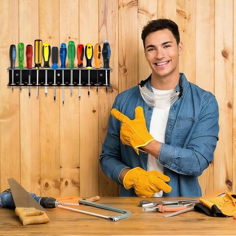 Screwdriver Organizer Wall Mount, Heavy Duty Metal Utility Storage Rack Storage Peg Board Hand Tools Organizer Screw Driver Holder Suitable Garages Homes Workshops Sheds in Saudi Arabia