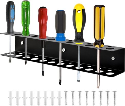 Screwdriver Organizer Wall Mount, Heavy Duty Metal Utility Storage Rack Storage Peg Board Hand Tools Organizer Screw Driver Holder Suitable Garages Homes Workshops Sheds in Saudi Arabia