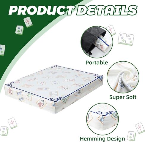 EBOOT Chinoiserie Felt Mahjong Table Cover with 1 Carrying Bag Anti-Slip Felt Mahjong Table Clothing 34 x 34 x 4 Inch Noise Reduction Multi Purpose Game Tablemat for Card Poker Jigsaw Puzzles Games in Saudi Arabia