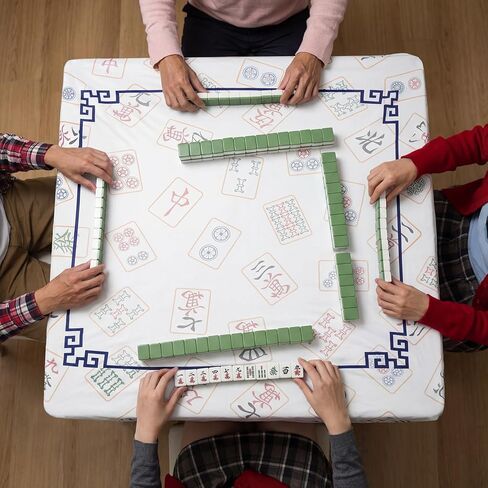 EBOOT Chinoiserie Felt Mahjong Table Cover with 1 Carrying Bag Anti-Slip Felt Mahjong Table Clothing 34 x 34 x 4 Inch Noise Reduction Multi Purpose Game Tablemat for Card Poker Jigsaw Puzzles Games in Saudi Arabia