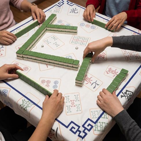EBOOT Chinoiserie Felt Mahjong Table Cover with 1 Carrying Bag Anti-Slip Felt Mahjong Table Clothing 34 x 34 x 4 Inch Noise Reduction Multi Purpose Game Tablemat for Card Poker Jigsaw Puzzles Games in Saudi Arabia