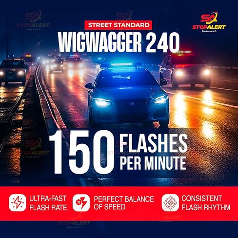 WigWagger 240 Headlight Wig Wag Alternating Flasher Electronic Relay LED Xenon Halogen HID Incandescent - Emergency Police Ambulance Trucks 10 AMP 240W 12-24V 150 FPM in Kuwait