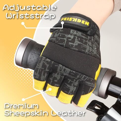 قفازات غير قابلة للانزلاق للأطفال بدون أصابع لركوب الدراجات وركوب الدراجات والرياضة والصيد مع معصم قابل للتعديل (أسود، متوسط) in Kuwait