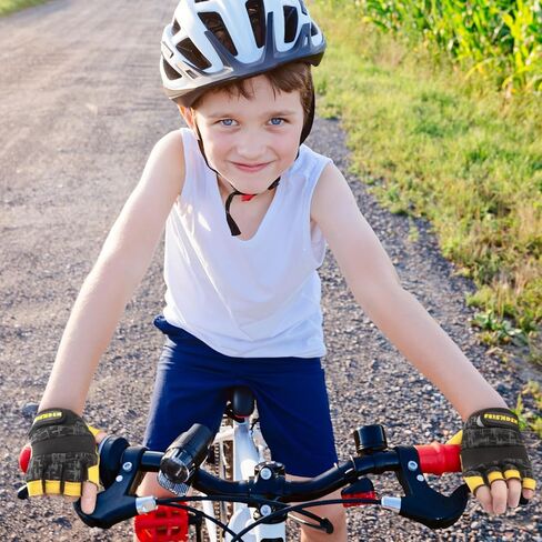 قفازات غير قابلة للانزلاق للأطفال بدون أصابع لركوب الدراجات وركوب الدراجات والرياضة والصيد مع معصم قابل للتعديل (أسود، متوسط) in Kuwait