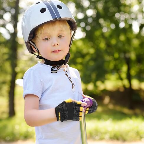 قفازات غير قابلة للانزلاق للأطفال بدون أصابع لركوب الدراجات وركوب الدراجات والرياضة والصيد مع معصم قابل للتعديل (أسود، متوسط) in Kuwait