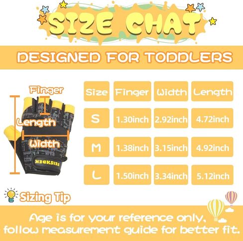 قفازات غير قابلة للانزلاق للأطفال بدون أصابع لركوب الدراجات وركوب الدراجات والرياضة والصيد مع معصم قابل للتعديل (أسود، متوسط) in Kuwait