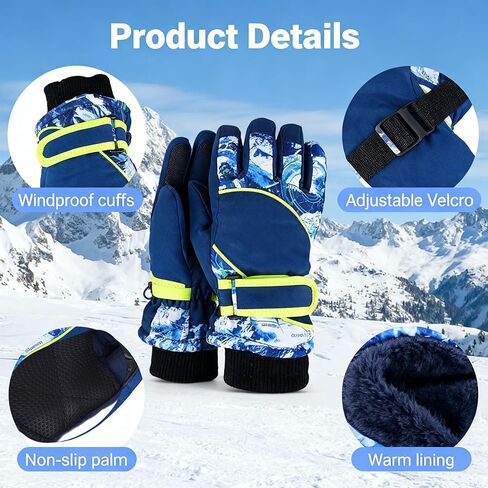 Kids-Waterproof-Ski-Gloves - Boys-Girls Winter-Snow-Glove Thickening Warm Windproof Cold-Weather Mittens for Snowboard Sledding Kids Outdoor in Saudi Arabia