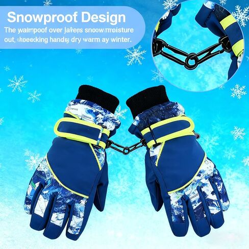 Kids-Waterproof-Ski-Gloves - Boys-Girls Winter-Snow-Glove Thickening Warm Windproof Cold-Weather Mittens for Snowboard Sledding Kids Outdoor in Saudi Arabia
