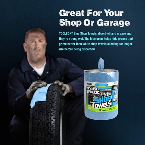 Sellars 55207 Toolbox Shop Towels Dispenser Refill, 12" Length x 10" Width, Blue (6 Rolls of 200 Sheets) in Kuwait