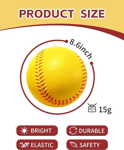 Tarutaru 20 Pack Foam Balls for Baseballs & Softballs - Soft Practice Baseballs for Hitting, Pitching, Batting Training, Indoor & Outdoor Sport Diameter 2.83in in Saudi Arabia