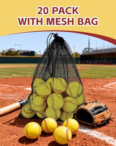 Tarutaru 20 Pack Foam Balls for Baseballs & Softballs - Soft Practice Baseballs for Hitting, Pitching, Batting Training, Indoor & Outdoor Sport Diameter 2.83in in Saudi Arabia