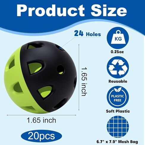 Coopay 20/40/80 Pack Mini Plastic Practice Baseballs, 1.65inch Small Soft Training Balls with Drawstring Bag for Baseball Hitting, Pitching & Batting Training, Indoor & Outdoor in Saudi Arabia